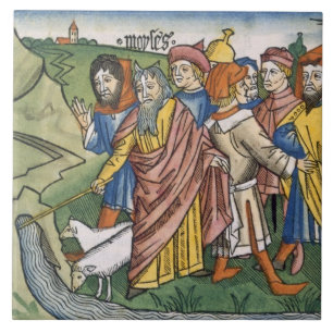Exodus 17 1-7 Moses makes the water flow from the Ceramic Tile