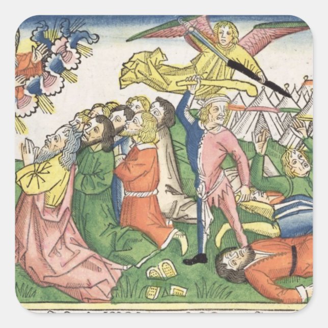 Exodus 32 15-23 Moses breaking the stone tablets, Square Sticker (Front)