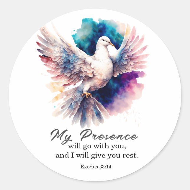 Exodus 33:14 My Presence will go with you Bible Classic Round Sticker (Front)