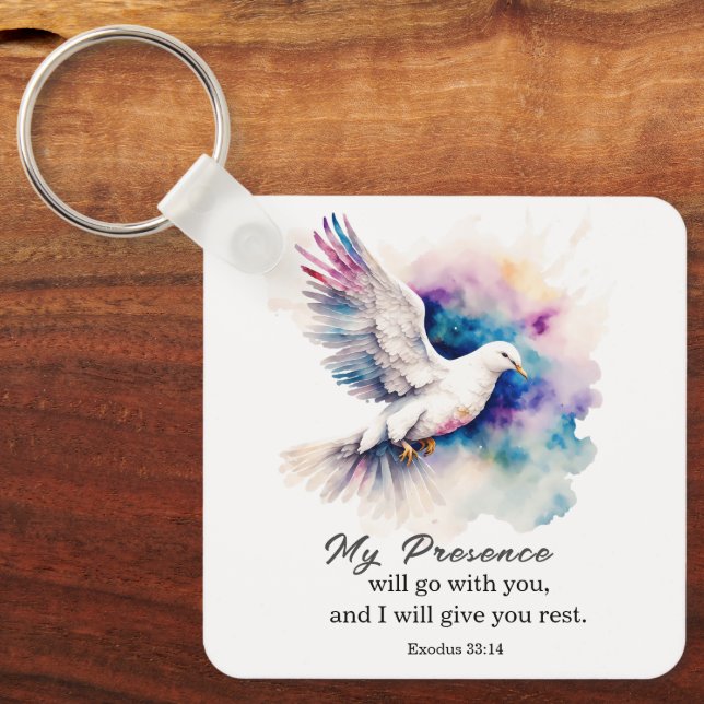 Exodus 33:14 My Presence will go with you Bible  Key Ring (Front)