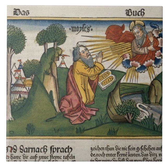 Exodus 34 1-10 Moses receives the second tablets w Tile (Front)