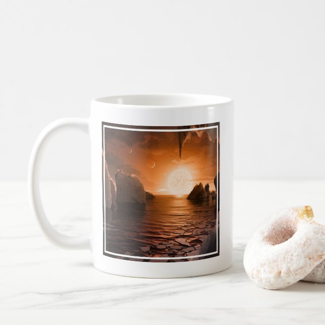Exoplanet Trappist-1f From Its Icy Night Side. Coffee Mug (With Donut)