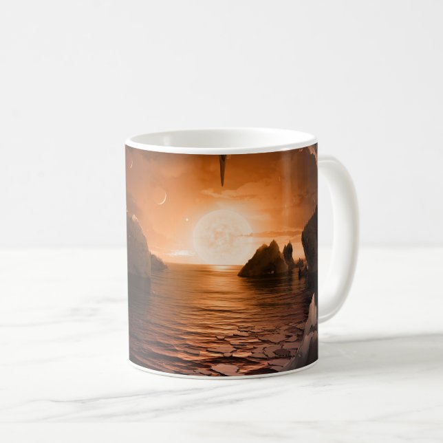 Exoplanet Trappist-1f From Its Icy Night Side. Coffee Mug (Front Right)