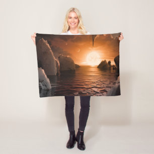 Exoplanet Trappist-1f From Its Icy Night Side. Fleece Blanket