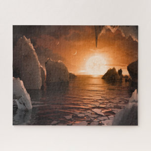 Exoplanet Trappist-1f From Its Icy Night Side. Jigsaw Puzzle