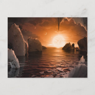 Exoplanet Trappist-1f From Its Icy Night Side. Postcard