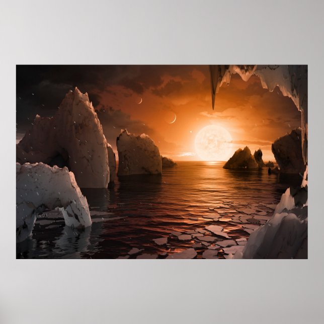 Exoplanet Trappist-1f From Its Icy Night Side. Poster (Front)