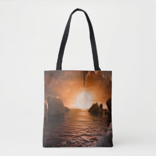 Exoplanet Trappist-1f From Its Icy Night Side. Tote Bag