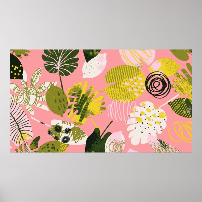 Exotic abstract tropical pattern with bright colou poster (Front)