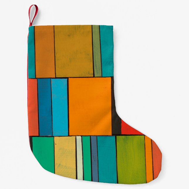 Exotic abstract tropical pattern with bright colou small christmas stocking (Front)