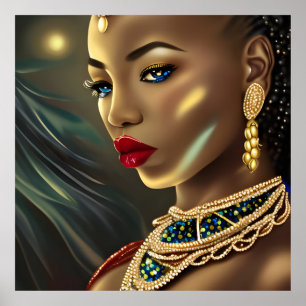Exotic African Stunning woman red jewel Poster