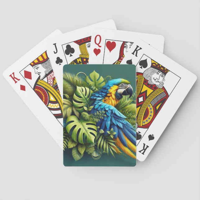 Exotic Amazon Deck - Blue-and-Yellow Macaw and Tro Playing Cards (Back)