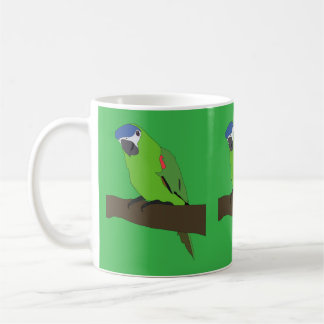 Exotic Amazon Parrot on Green Coffee Cup