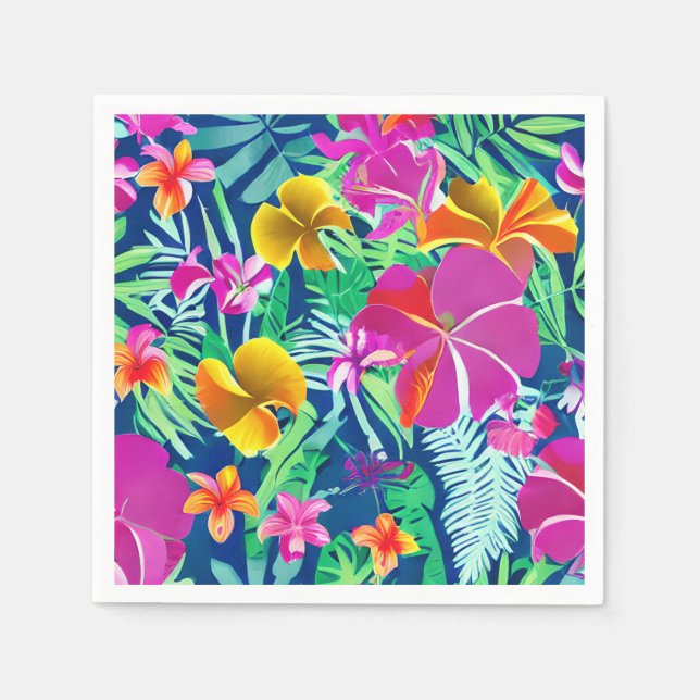 Exotic And Bold Tropical Florals Napkin (Front)
