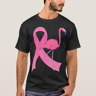 Exotic Animal Flamingo Pink Ribbon Breast Cancer T-Shirt