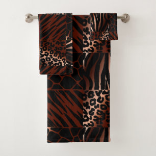Exotic Animal Print • Leopard Zebra Giraffe Tiger Bath Towel Set
