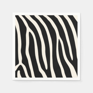 Exotic Animal Zebra Stripes in Black Napkin