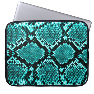 Exotic Aqua Diamond Rattlesnake Skin Animal Print Laptop Sleeve