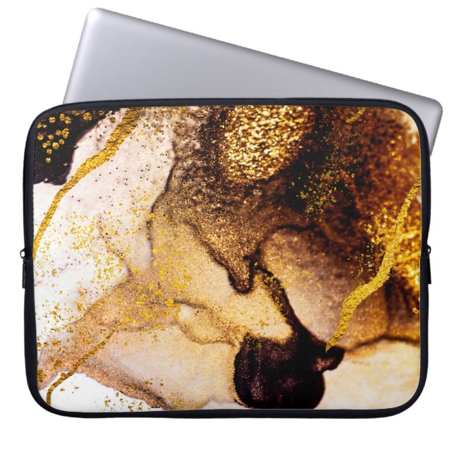 Exotic ART. Golden swirl, artistic design. Painter Laptop Sleeve (Front)