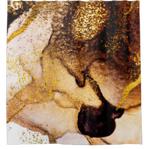 Exotic ART. Golden swirl, artistic design. Painter Shower Curtain