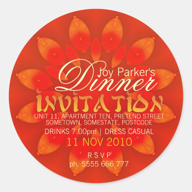 Exotic Asia Dinner Invitation Sticker (Front)