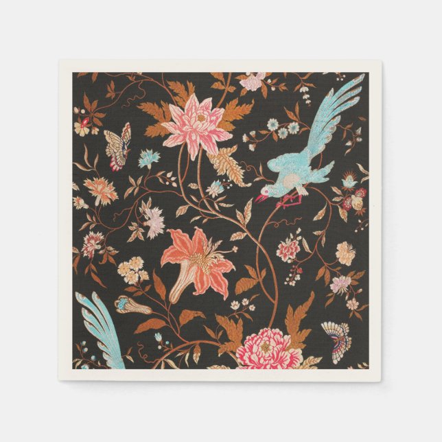 Exotic Asian Birds And Flowers Napkin (Front)