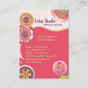 Exotic Asian Lotus Patterns Pink Business Cards