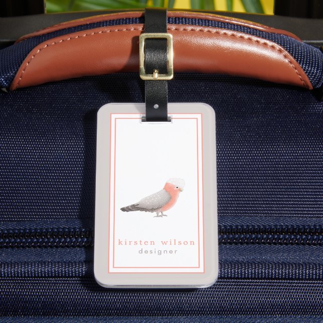 Exotic Australian Galah Bird - Personalised Luggage Tag (Front Insitu 2)