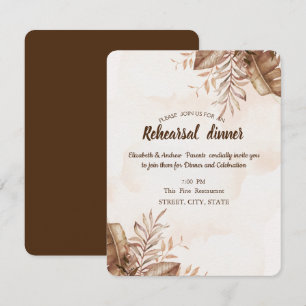 Exotic Autumn Floral Rehearsal Dinner Invitation