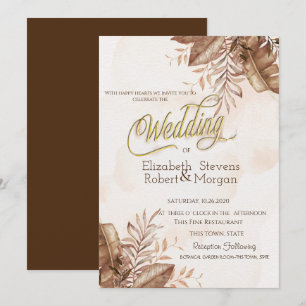 Exotic Autumn Flowers Wedding Invitation
