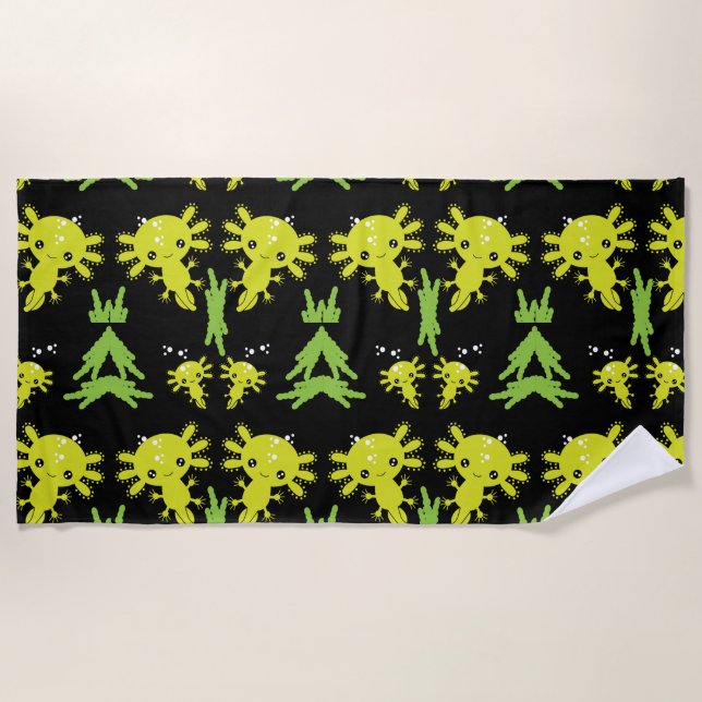 Exotic Axototl Salamander Beach Towel (Front)