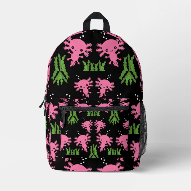 Exotic Axototl Salamander Printed Backpack (Front)