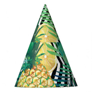 Exotic Bananas Lemons Tropical Seamless Party Hat