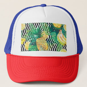 Exotic Bananas Lemons Tropical Seamless Trucker Hat