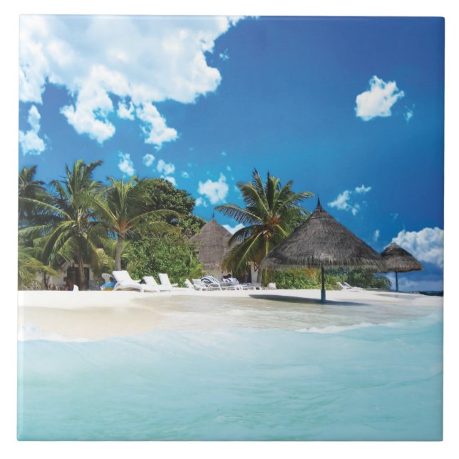 Exotic Beach  Ceramic Tile (Front)