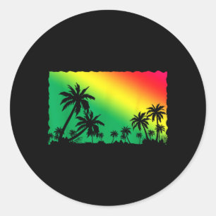 Exotic Beach Coconut Palm Trees Tropical Summer Classic Round Sticker