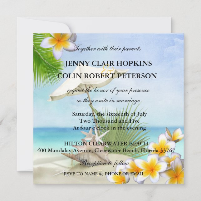 Exotic Beach Custom Wedding Invitation (Front)