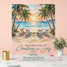 Exotic Beach Palm Trees Christmas in July Welcome