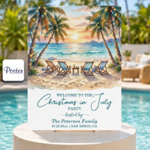 Exotic Beach Palm Trees Christmas in July Welcome