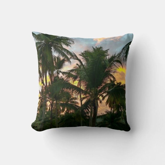 Exotic Beach Palm Trees Throw Pillow (Front)