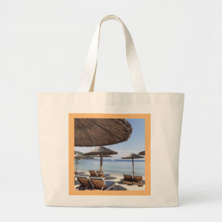 Exotic beach scene. Skiathos. Large Tote Bag