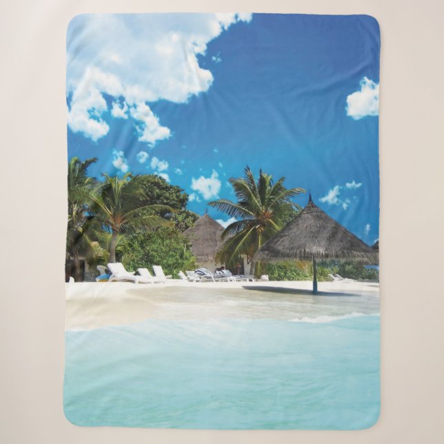 Exotic Beach  Sherpa Blanket (Front)