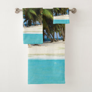 Exotic beach throw pillow bath towel set