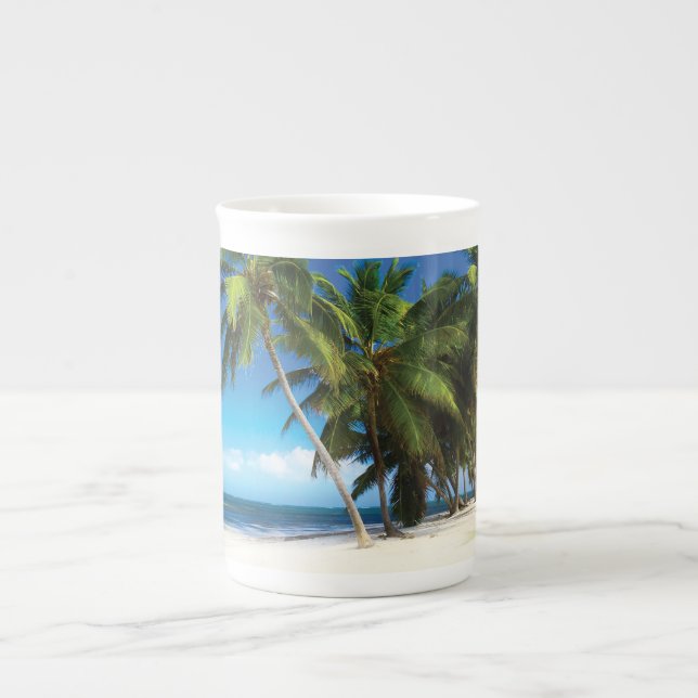Exotic beach throw pillow bone china mug (Front)