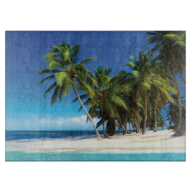 Exotic beach throw pillow cutting board (Front)