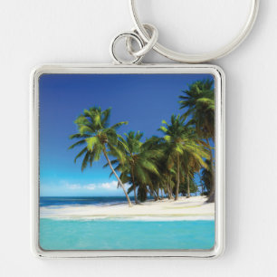 Exotic beach throw pillow key ring