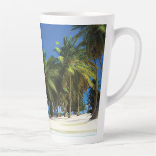 Exotic beach throw pillow latte mug