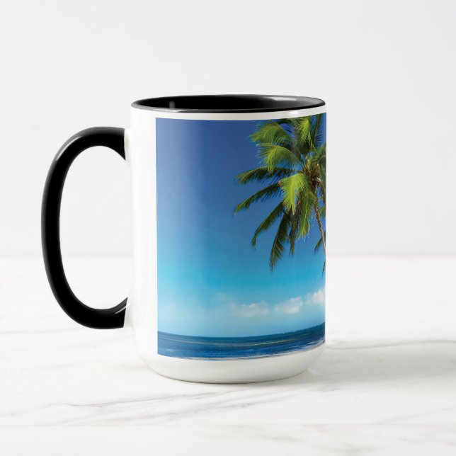 Exotic beach throw pillow mug (Left)
