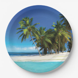 Exotic beach throw pillow paper plate