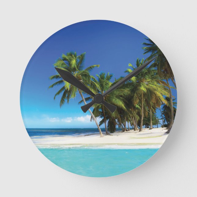 Exotic beach throw pillow round clock (Front)